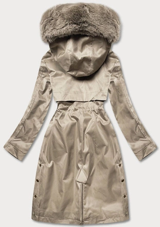 Zimowa kurtka damska na misiu beżowa (b537-46)