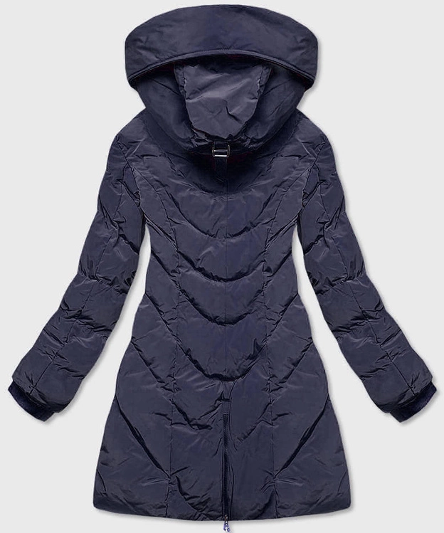 Kurtka zimowa damska z kapturem granatowa (m-21306)