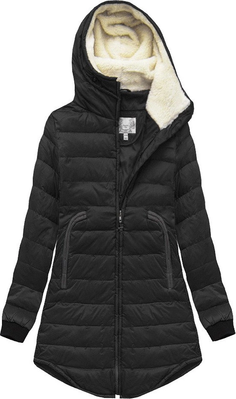 KURTKA Z KAPTUREM I KIESZENIAMI CZARNA (6002B)