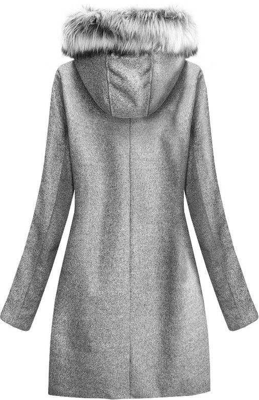 BAWEŁNIANY PŁASZCZ Z KAPTUREM SZARY (535ART)