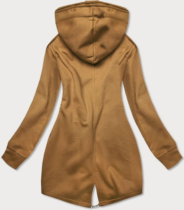 DŁUGA DAMSKA BLUZA SPORTOWA MUSZTARDOWA (AMG816)