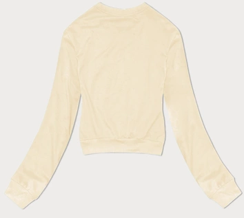 Cienka krótka bluza dresowa damska ecru (8B938-67+132)