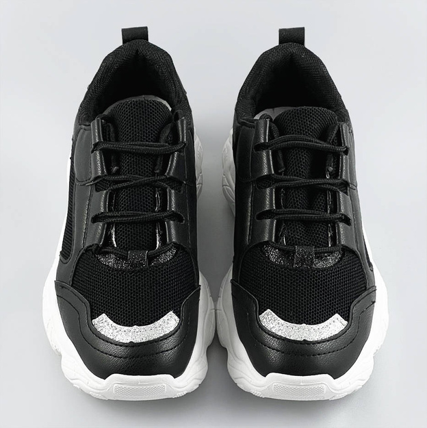 Sznurowane sneakersy damskie czarne (172)