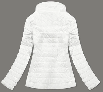 CIENKA KURTKA DAMSKA Z DZIANINOWYMI WSTAWKAMI ECRU (RQW-7013)