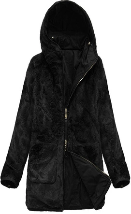 DWUSTRONNA PARKA Z KAPTUREM CZARNA (B2634)