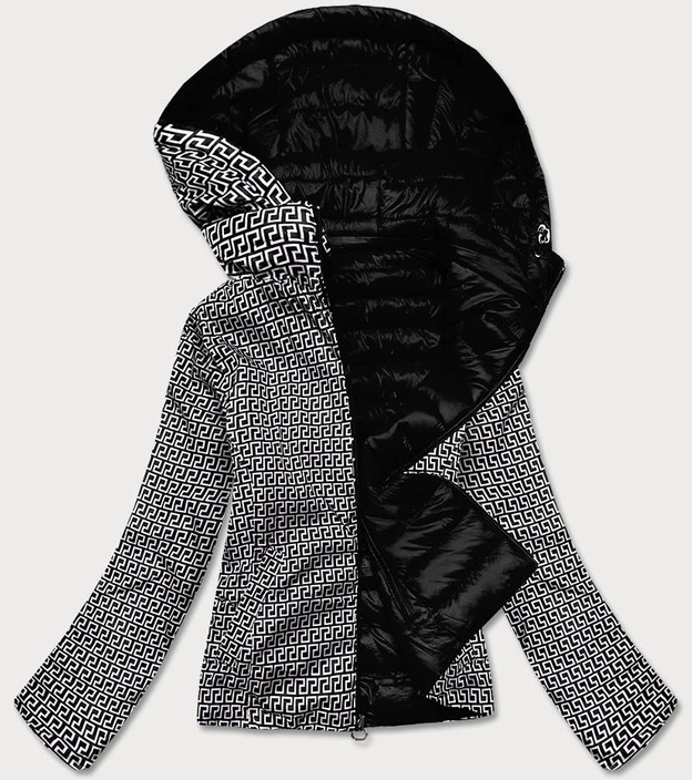 Pikowana kurtka dwustronna damska czarna (b9775-1)