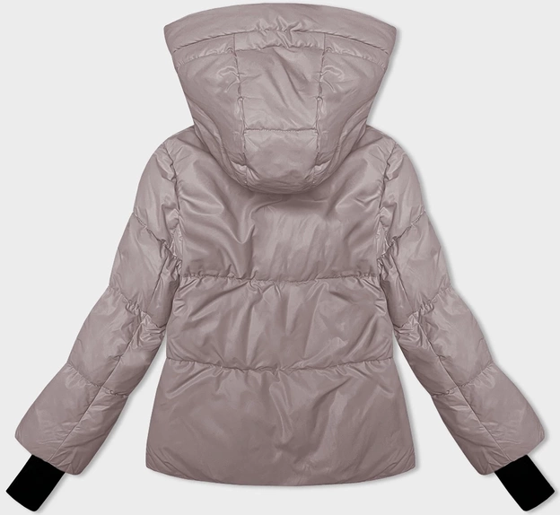Puchowa kurtka damska zimowa z kapturem Glakate jasnoróżowa (LU-238191#)