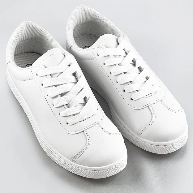 Sznurowane sneakersy damskie białe (bf-025)