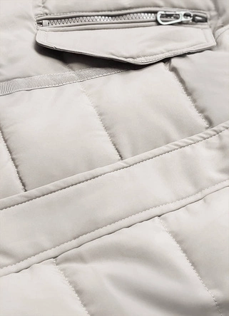 Asymetryczna kurtka zimowa damska jasnobeżowa (M-21301)