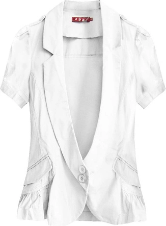 BAWEŁNIANY ŻAKIET Z KRÓTKIM RĘKAWEM ECRU (X1024X)