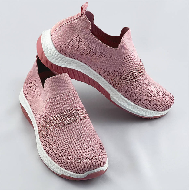 Ażurowe buty damskie z cyrkoniami różowe (c1057)