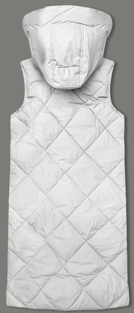 Długa kamizelka damska oversize biała (5M3165-281)