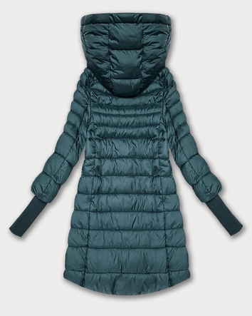 Przejściowa kurtka damska z dzianinowymi ściągaczami zielona (1828)