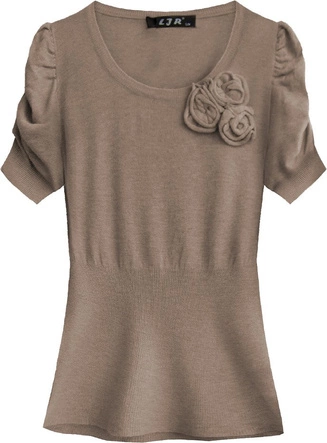 SWETER Z BUFIASTYMI RĘKAWAMI KAKAOWY (1576)