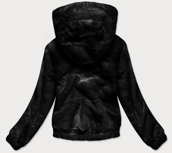 KRÓTKA KURTKA DAMSKA OVERSIZE FUTRO CZARNA (BR9597-1)