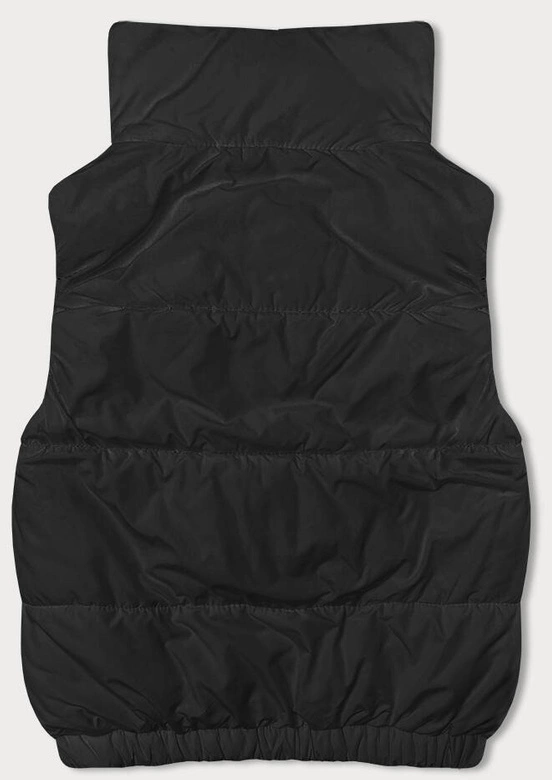 Krótki puchowy bezrękawnik damski ze stójką czarny (16M9092-392)