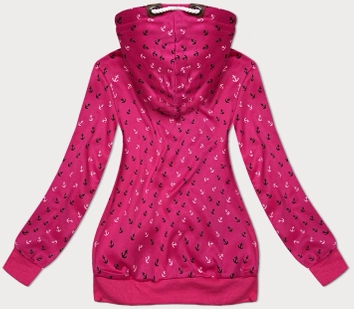 Gruba bluza w kotwice ze skośnym zamkiem różowa (2308)