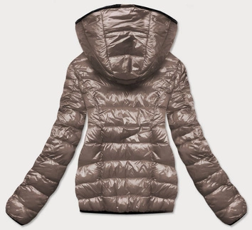 KRÓTKA DWUSTRONNA KURTKA DAMSKA ZIMOWA BRĄZOWO-CZARNA (B9580-10101)