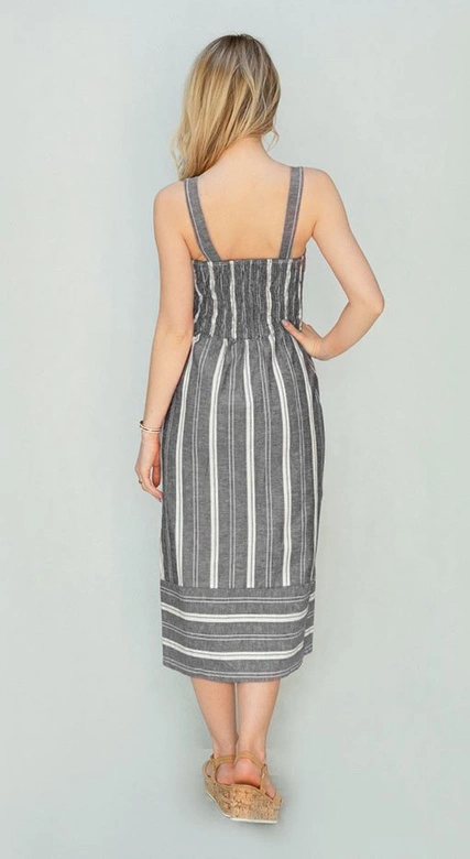 Bawełniana sukienka z guzikami grafitowa (345art)