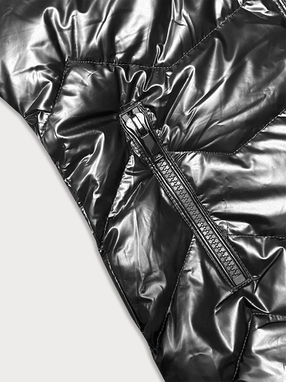 Taliowana kurtka zimowa z kapturem J Style grafitowa (16M9122-105)