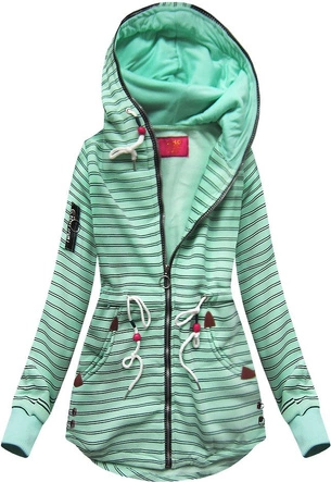 DŁUŻSZA BLUZA W PASKI MIĘTOWA (619A)