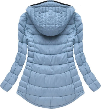 KRÓTKA PIKOWANA KURTKA Z KAPTUREM BŁĘKITNA (W516)