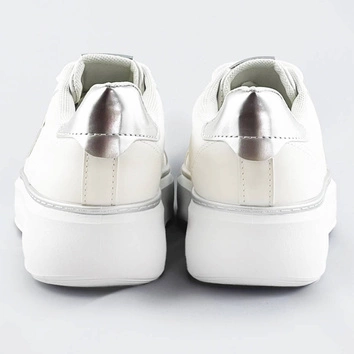 Sznurowane sneakersy z gwiazdką biały-srebrny (bb126l)