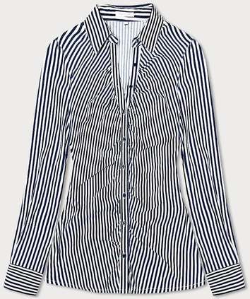 Koszula w paski z marszczeniami granatowo-biała (AWY2015D)