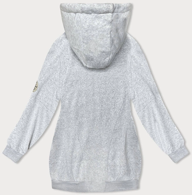 Luźna długa bluza damska ze ściągaczami jasnoszara (AMG-332A)