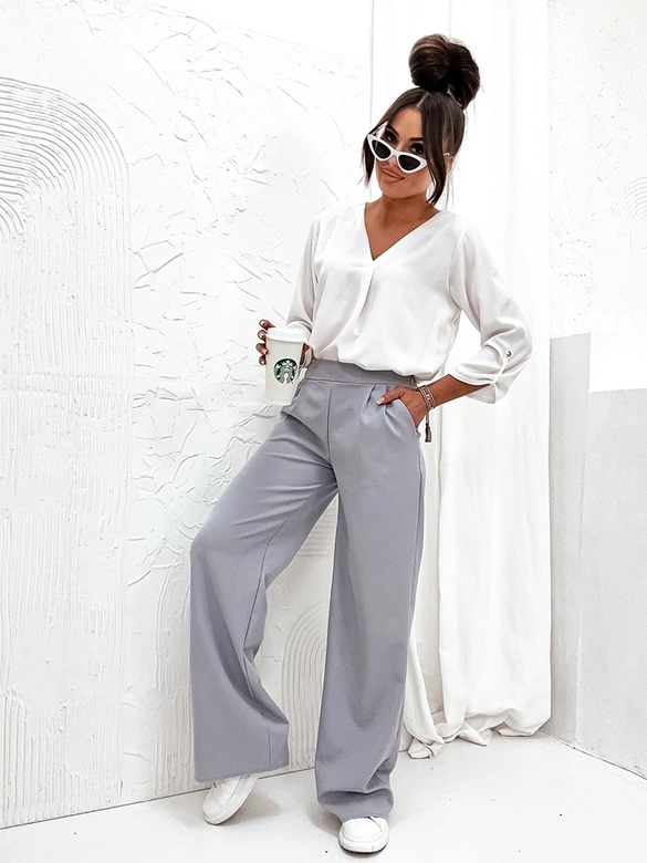 Eleganckie spodnie damskie szare (8247)