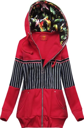 DŁUŻSZA FINEZYJNA BLUZA CZERWONO-GRANATOWA (616A)