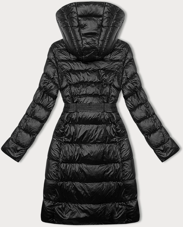 Przejściowa damska kurtka z paskiem Libland czarna (7771)