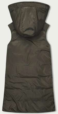 Długa kamizelka damska czarny-khaki (V772G)