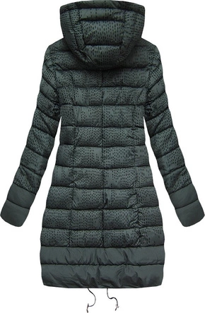 DAMSKA ZIMOWA PIKOWANA KURTKA Z KAPTUREM ZIELONA (J18-003)