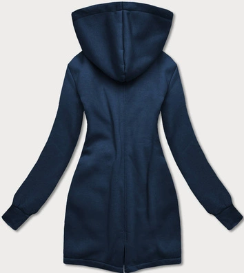 Bluza damska z łączonych materiałów granatowa (amg-532b)