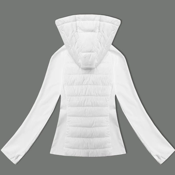 Pikowana kurtka damska z łączonych materiałów J Style biała (16M9226-281)