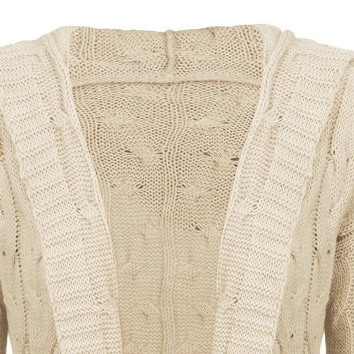 DŁUGI SWETER Z KAPTUREM I KIESZENIAMI BEŻOWY (111ART)