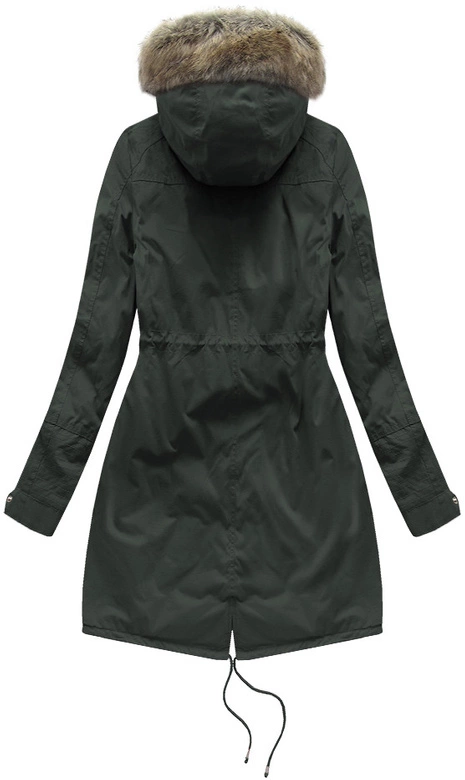 Kurtka damska typu parka na misiu z kapturem army (7602BIG)