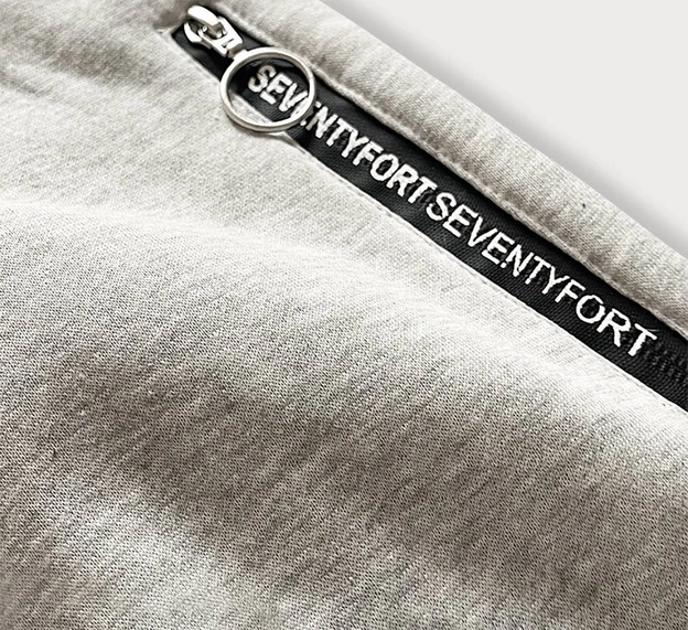 DAMSKA BLUZA DRESOWA Z KONTRASTOWYM ZAMKIEM SZARA (AMG837A)