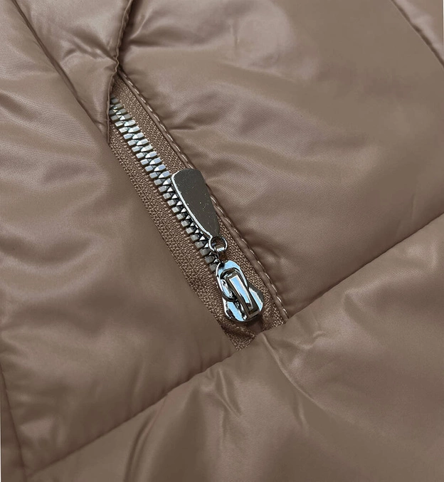 Luźna kurtka z odpinanym kapturem Vaston camel-melanż (SJ218-036#)