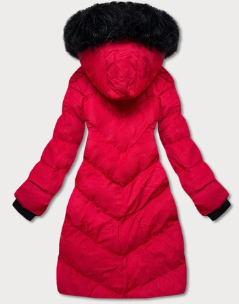 Kurtka zimowa damska z ozdobnym pikowaniem czerwona (5m730-270)