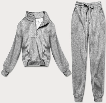 DRES DAMSKI BLUZA ZE STÓJKĄ + SPODNIE JASNOSZARY (8C70-2)