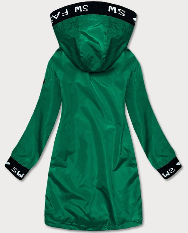 Cienka kurtka damska z ozdobną lamówką zielona (B8145-82)