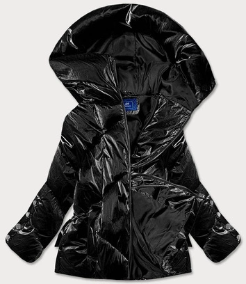 METALICZNA KRÓTKA ZIMOWA KURTKA DAMSKA PUFFER CZARNA (OMDL-022)