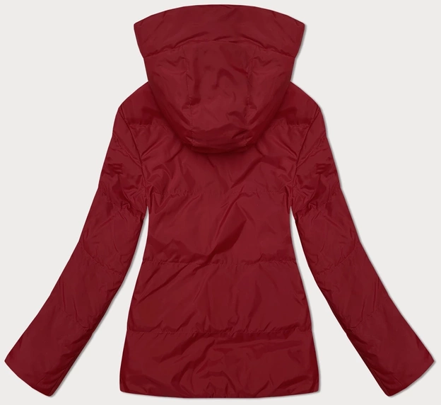 Dwustronna krótka kurtka damska z kapturem czarno-czerwona (16M2155-270)