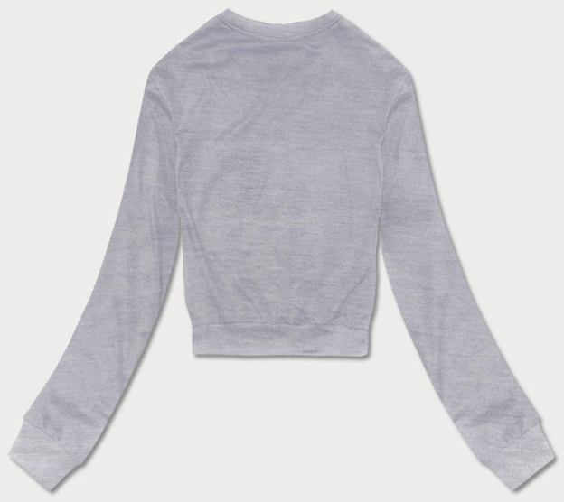 Cienka krótka bluza dresowa damska jasnoszara (8B938-2)