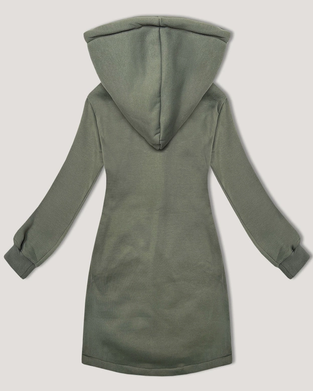 Długa bluza ze stójką i kapturem LHD szarozielona (AMG-178)
