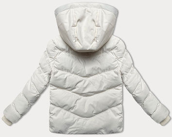Gruba zimowa kurtka damska ze strukturalnego materiału J Style ecru (5M3251-281)