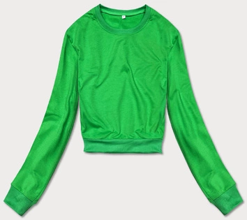 Cienka krótka bluza dresowa damska zielona (8B938-27)