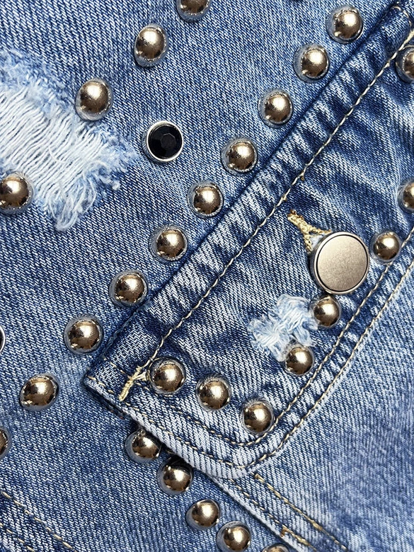 Jeansowa kurtka damska oversize niebieska (M6957)